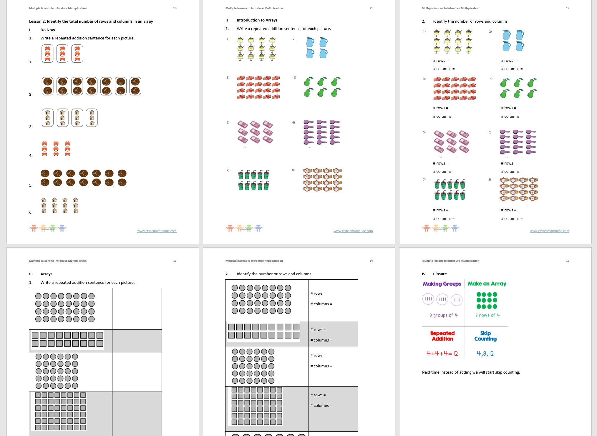 Intro to Multiplication – A Sequence of Lessons