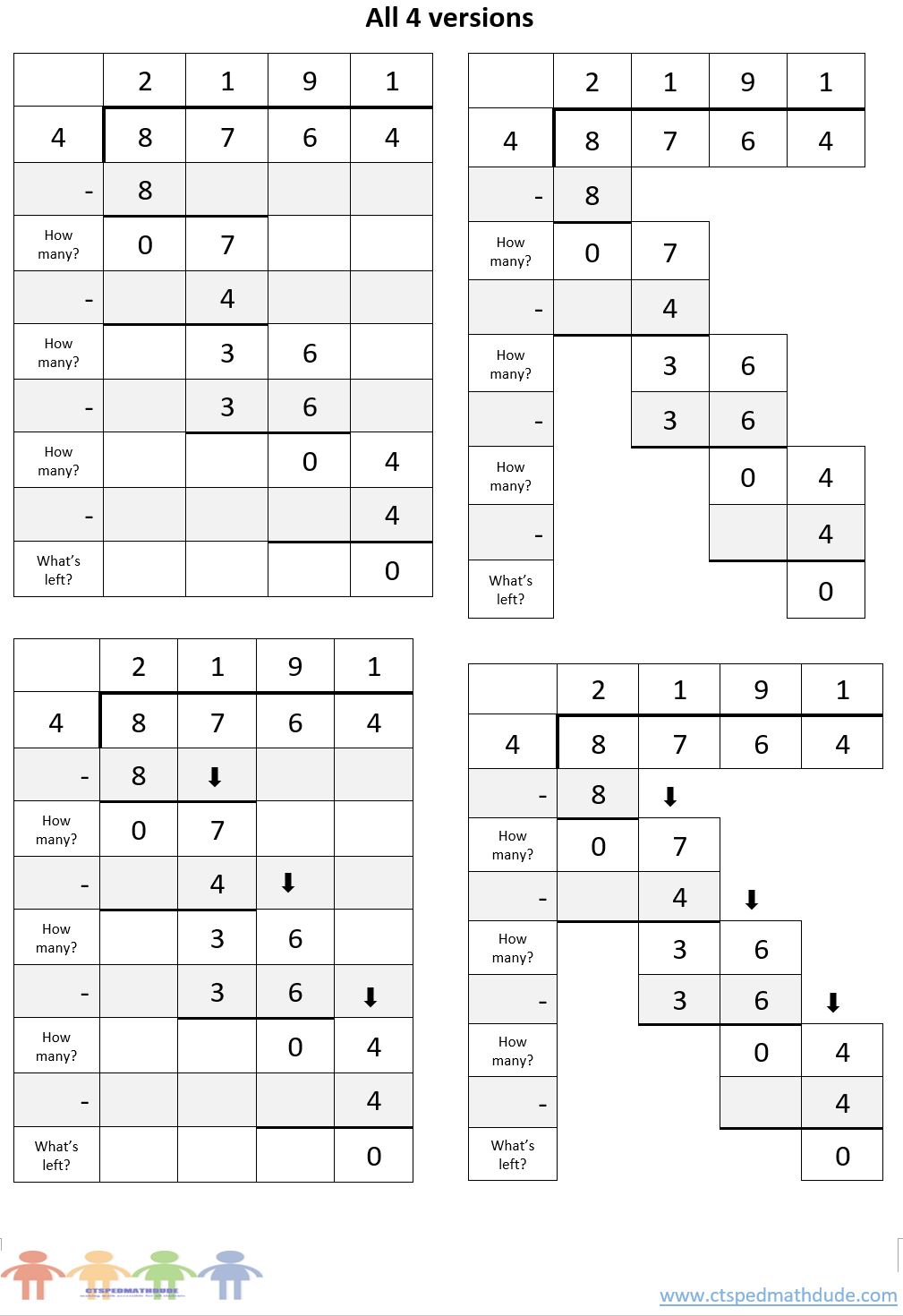 Long Division – Scaffolded Handout