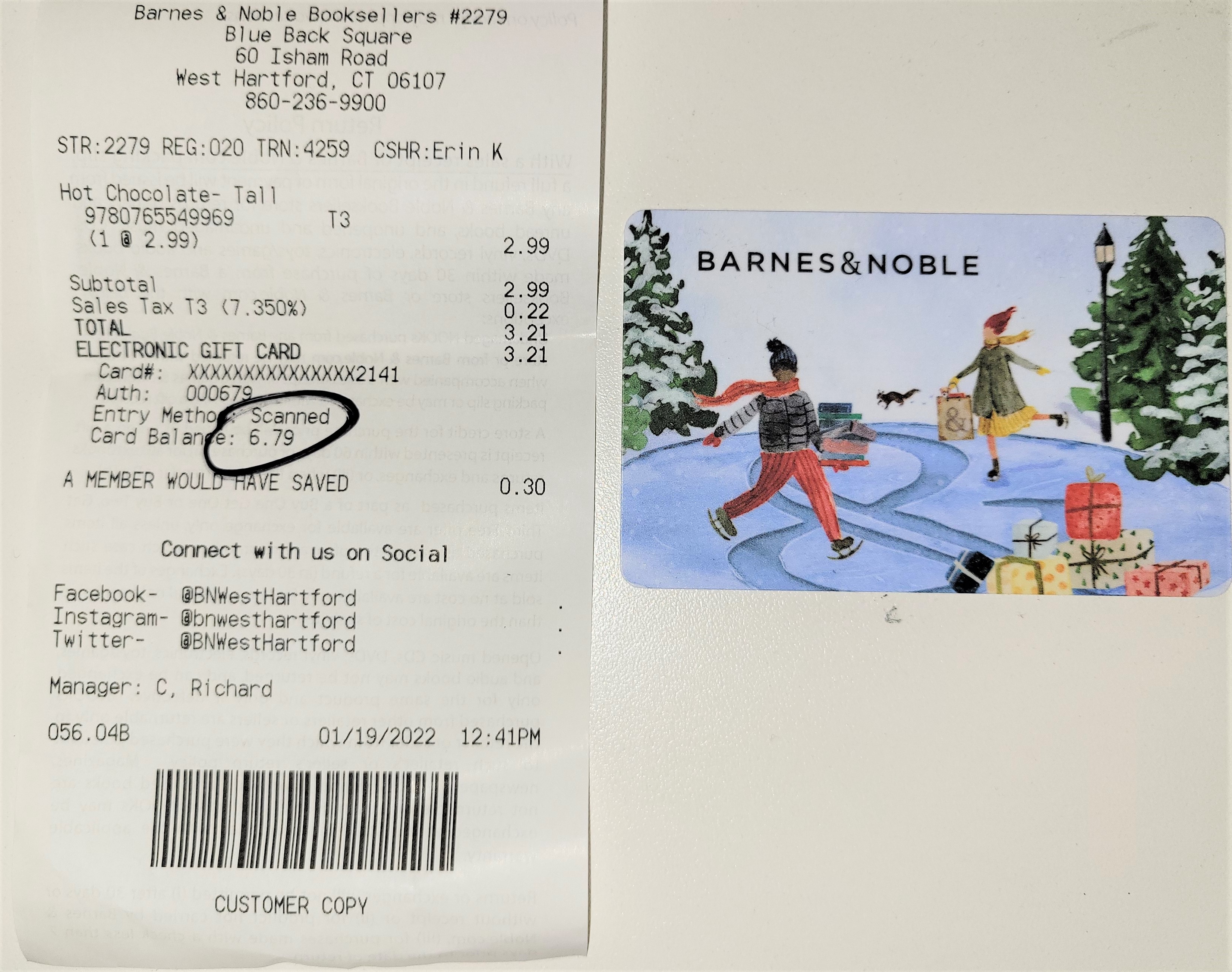 Gift Card Balance Activity